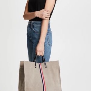 Clare V Stripe Suede Simple Tote (Grey)
